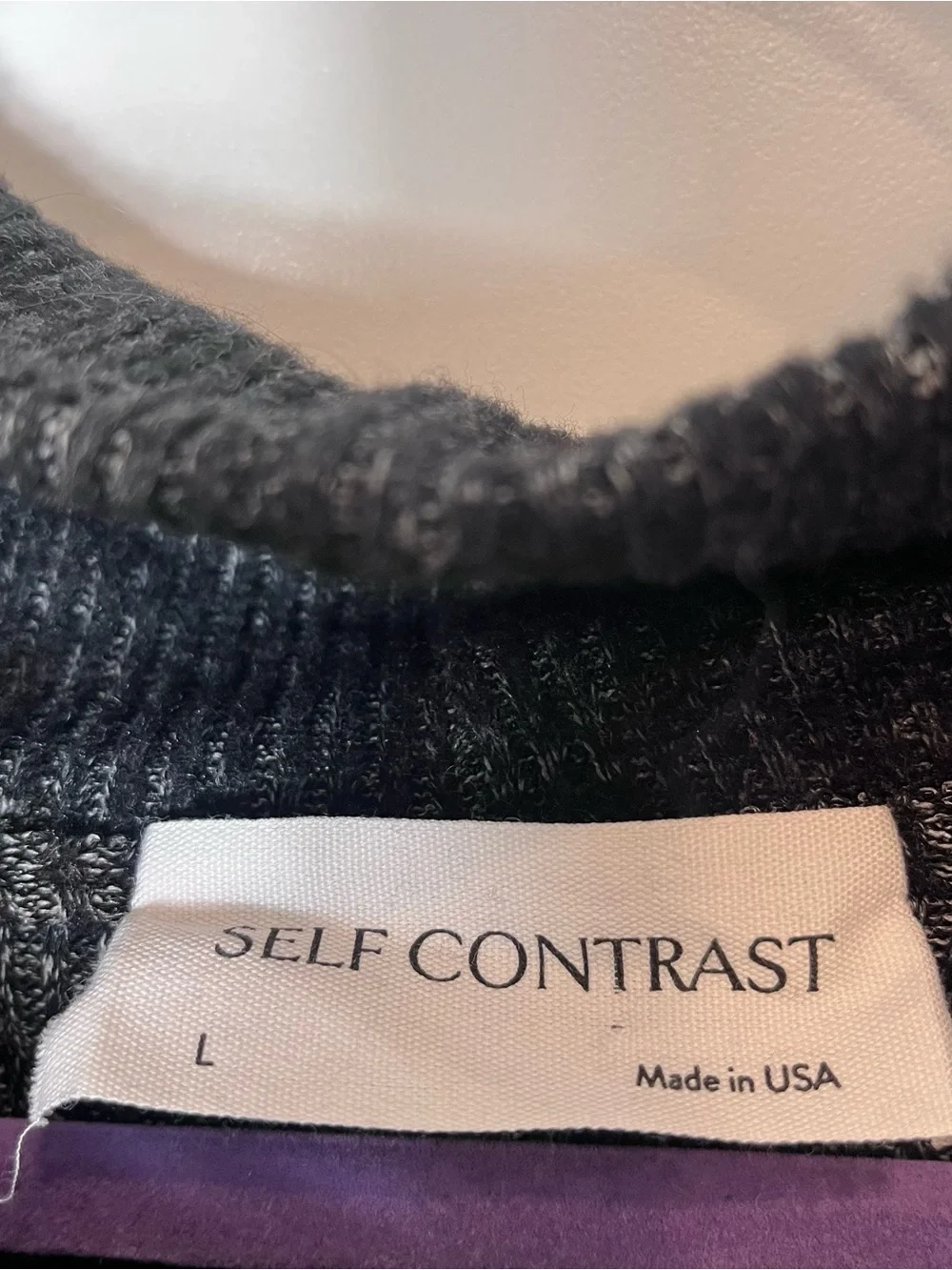 Self Contrast Poncho Sweater Gray Turtleneck Made In USA Women Large Cozy Dolman